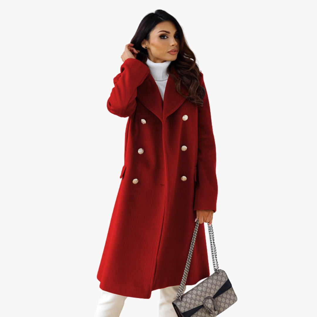 Manteau long femme avec devant croisé