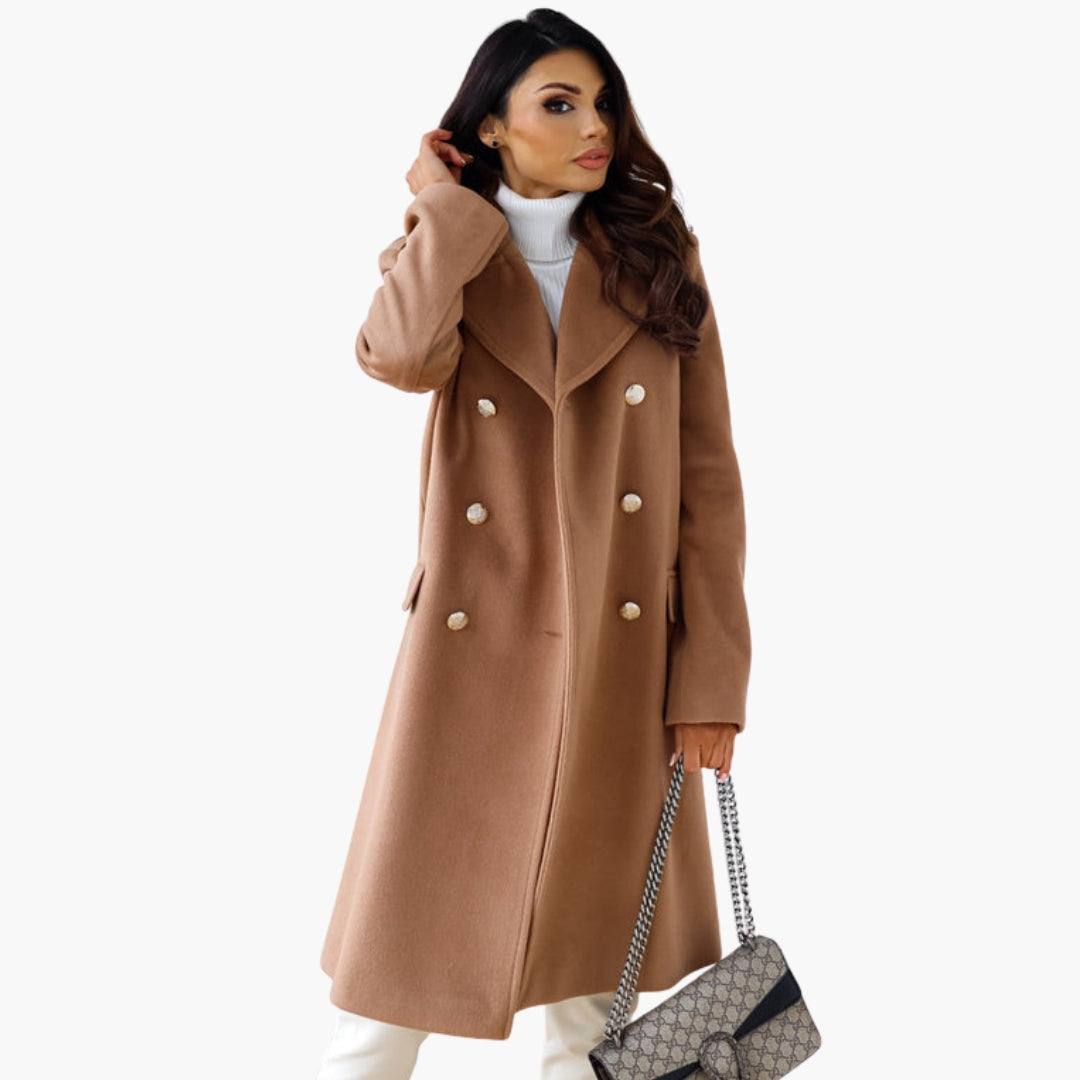 Manteau long femme avec devant croisé