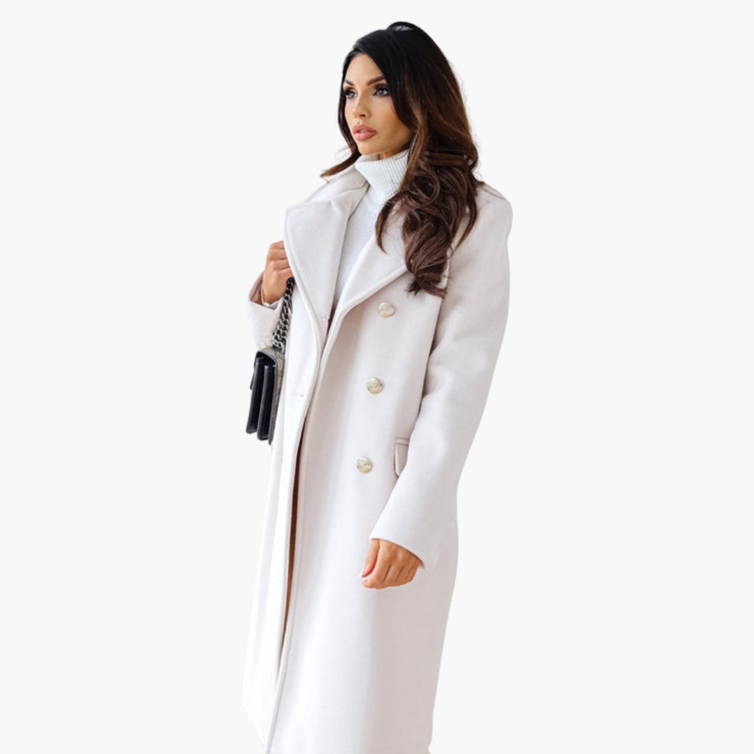Manteau long femme avec devant croisé