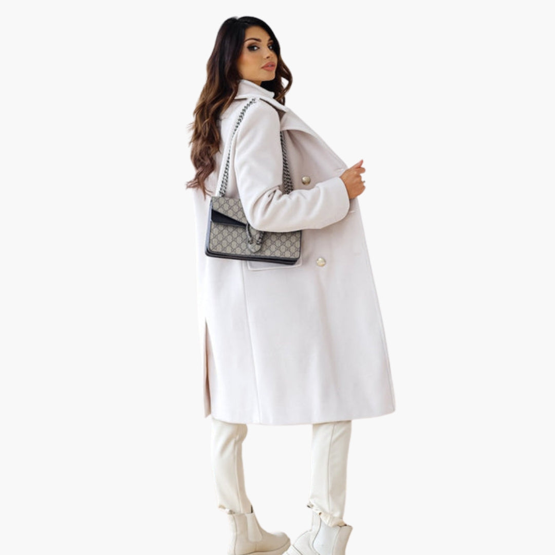 Manteau long femme avec devant croisé