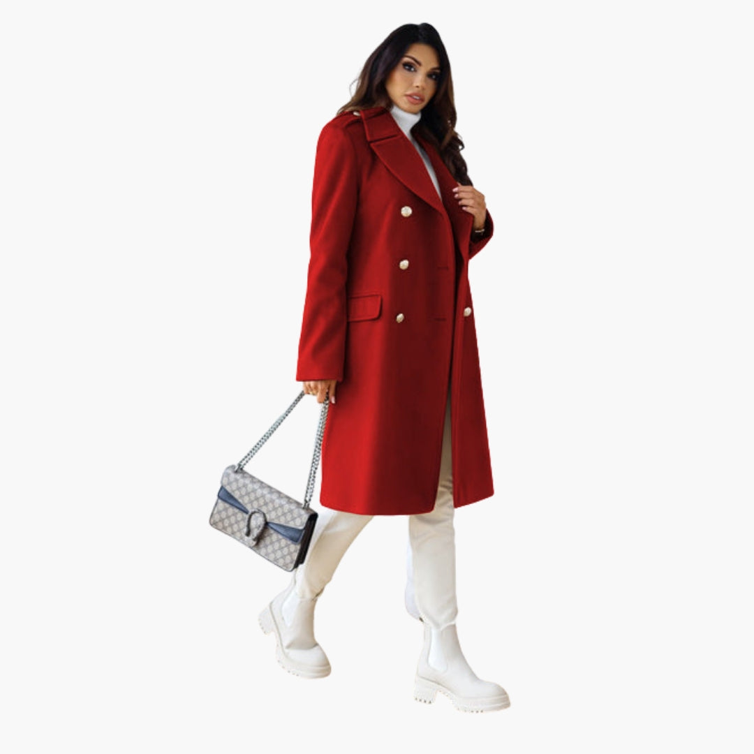 Manteau long femme avec devant croisé