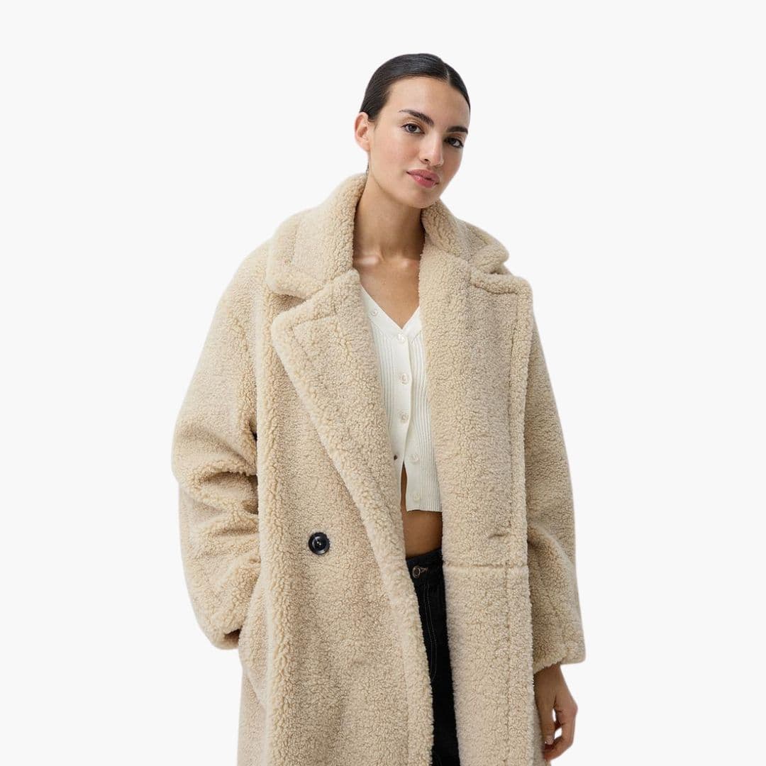 Manteau long femme avec poches latérales