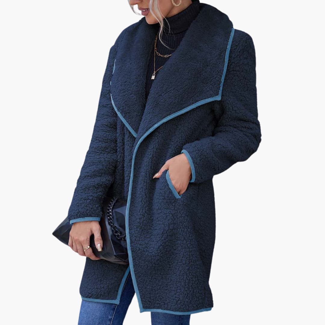 Manteau long femme d’hiver avec col à revers