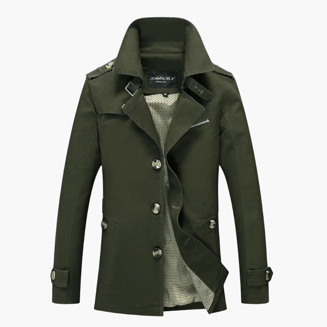 Manteau long homme à boutons et col à revers