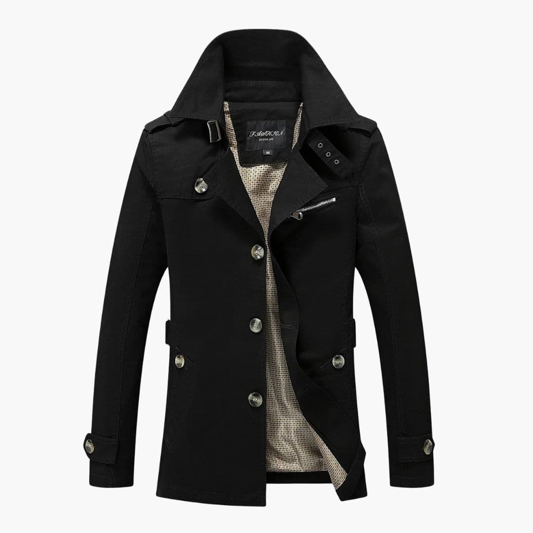 Manteau long homme à boutons et col à revers