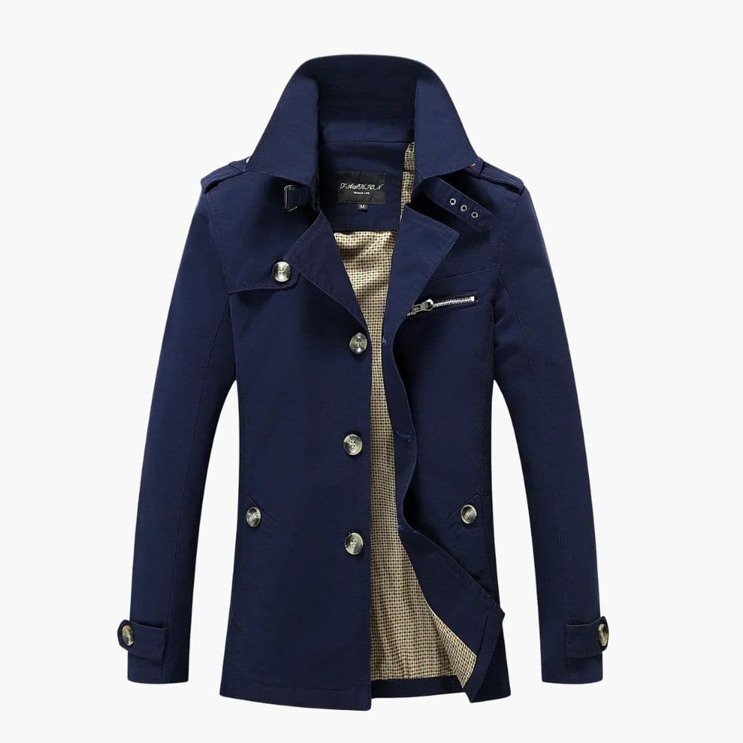 Manteau long homme à boutons et col à revers