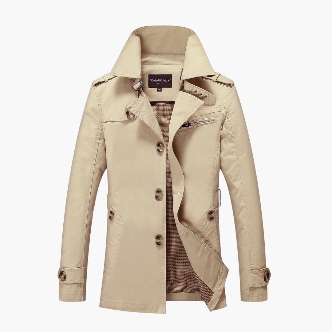 Manteau long homme à boutons et col à revers