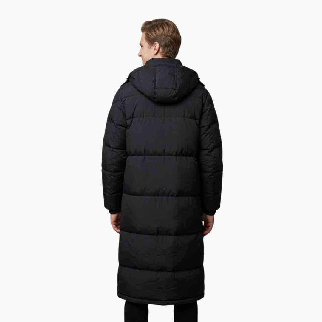 Cappotto lungo uomo con cappuccio e chiusura con zip
