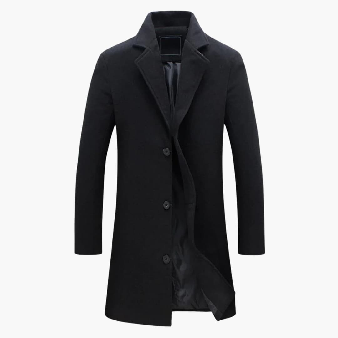 Manteau long homme avec col à revers et fermeture boutonnée