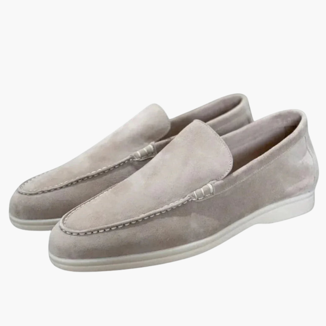 Mocassins à enfiler pour homme avec surface en daim et semelle blanche