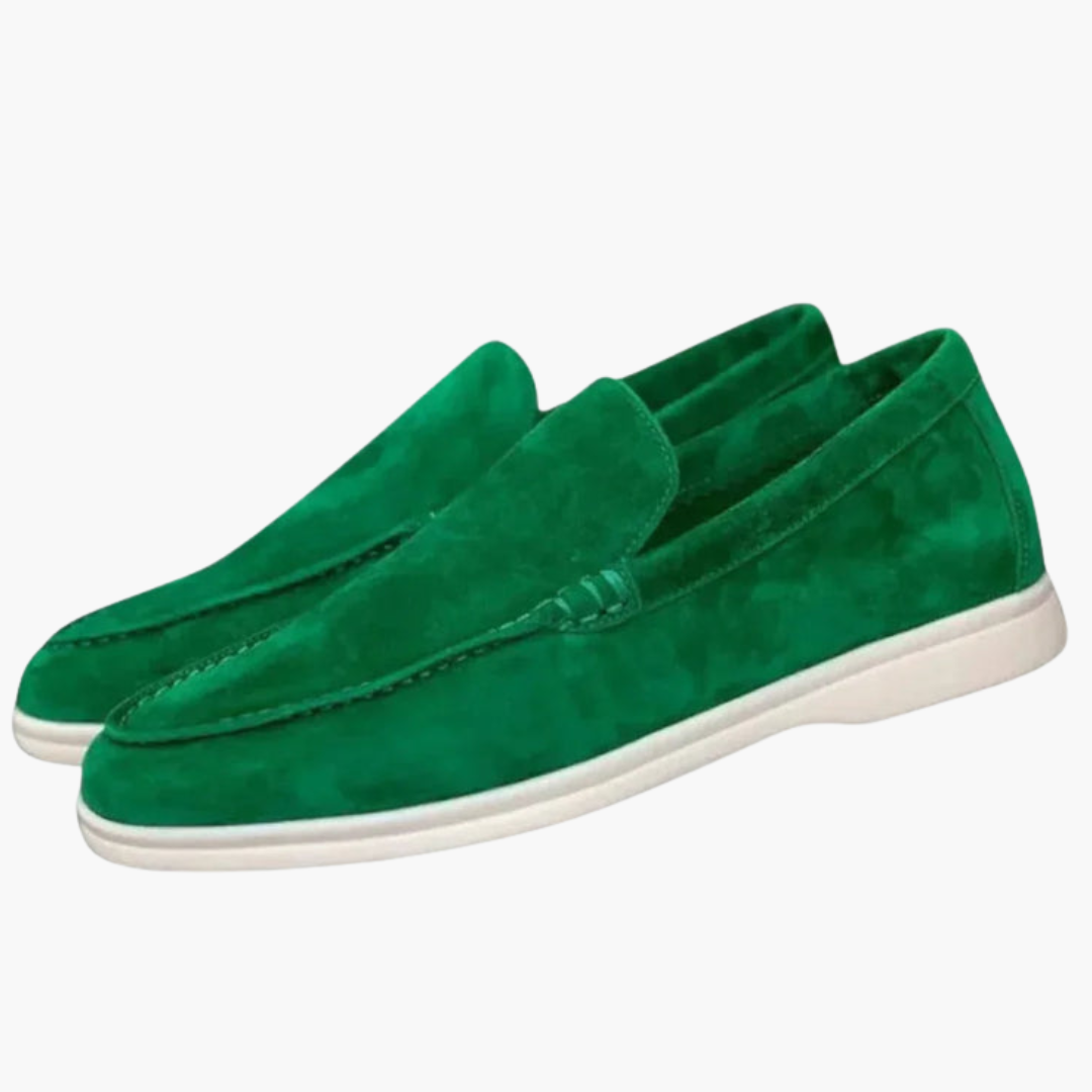 Mocassins à enfiler pour homme avec surface en daim et semelle blanche