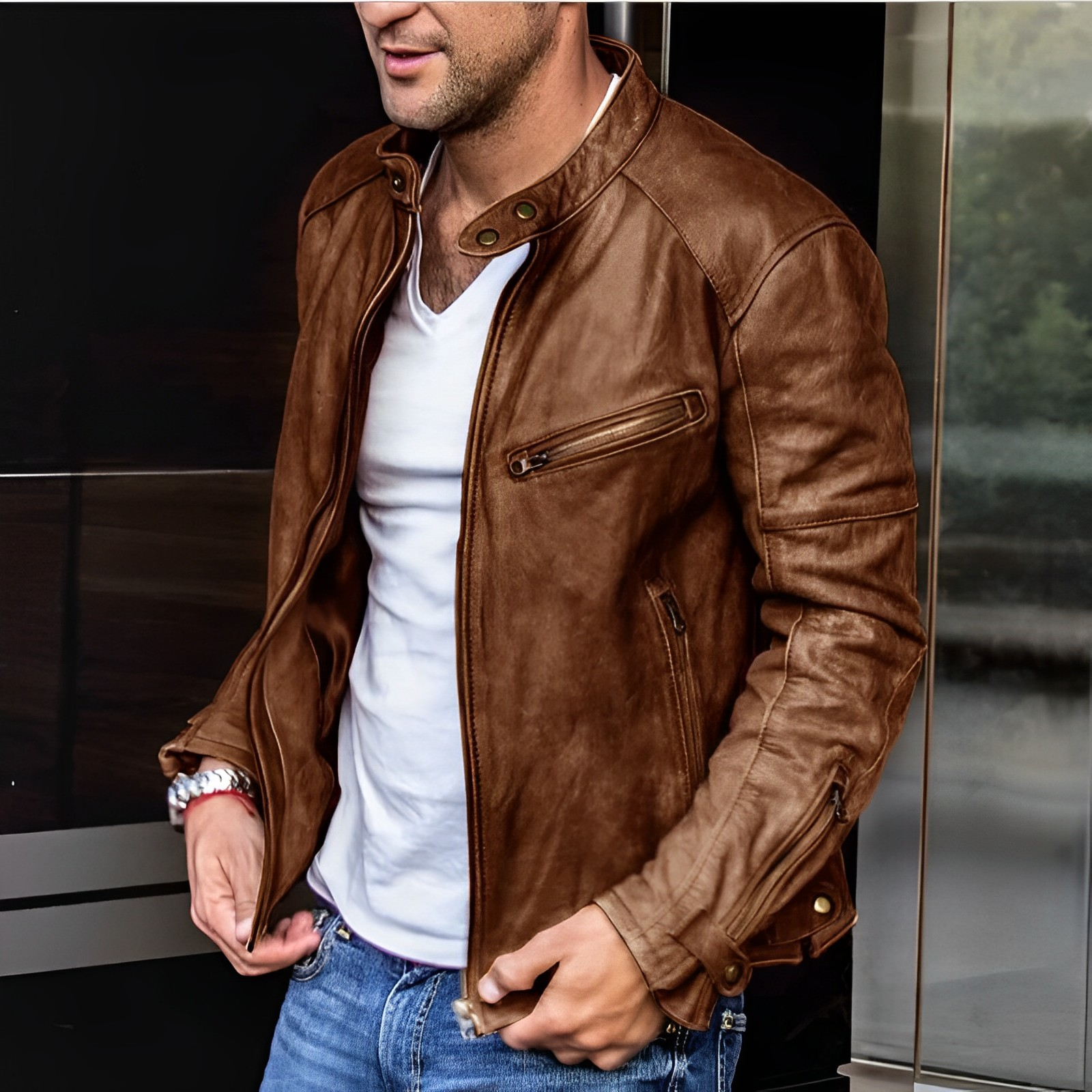Blouson homme col montant zippé | Doublure multi saison pour confort thermique | Coupe régulière, poches latérales