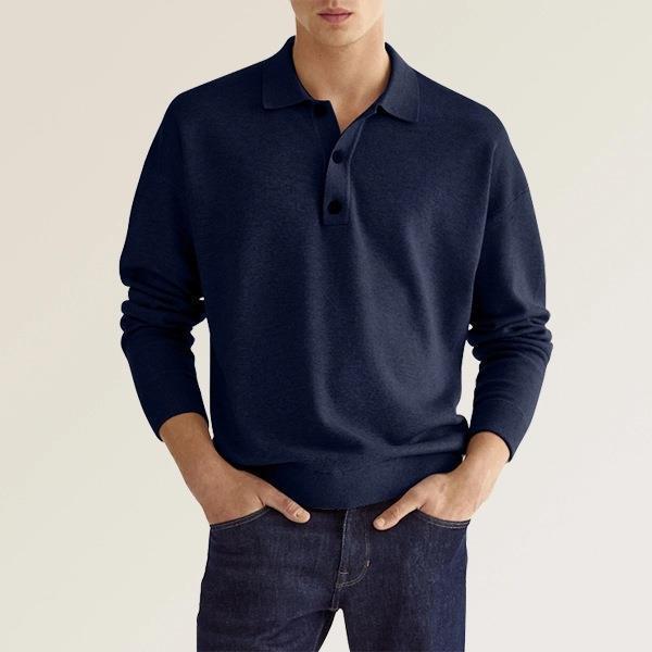 Polo homme manches longues | Coupe régulière, col polo 3 boutons | Confort durable, plusieurs coloris