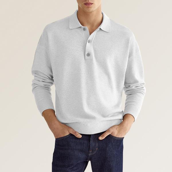 Polo homme manches longues | Coupe régulière, col polo 3 boutons | Confort durable, plusieurs coloris