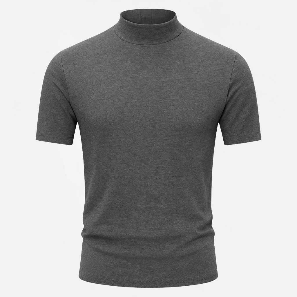 T shirt homme col haut | Coupe ajustée, respirant | Confort durable, coloris unis, tailles S à 4XL