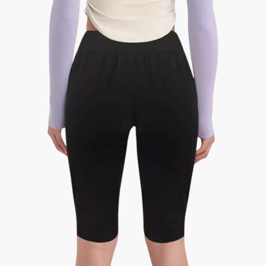 Pantalón Capri para mujer con cintura elástica y bolsillos