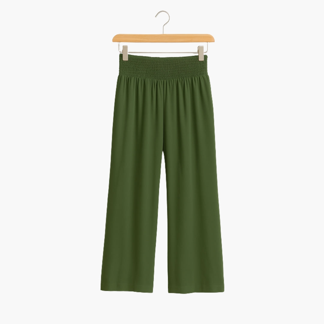 Pantaloni Donna con Fascia Elastica e Gambe Larghe