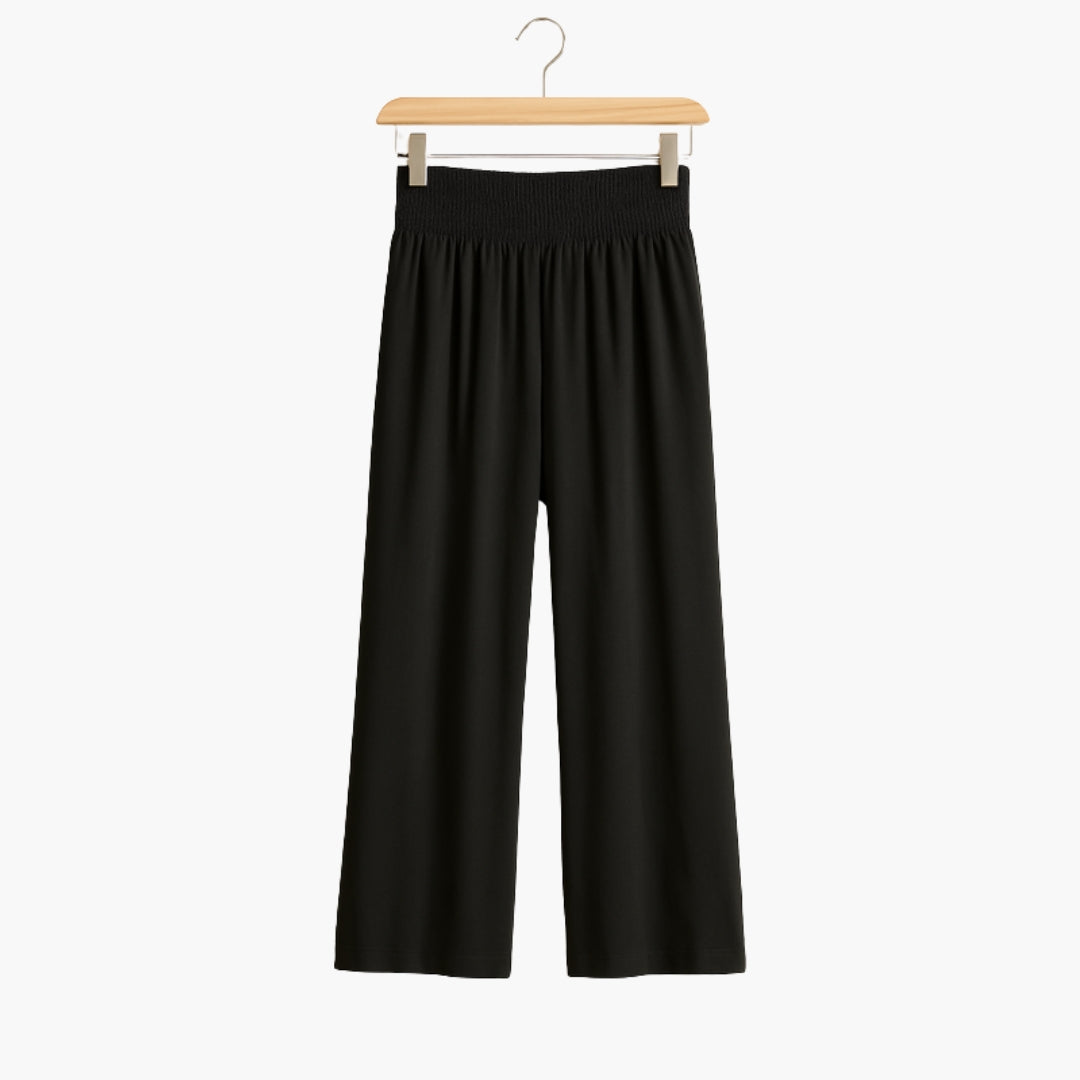 Pantaloni Donna con Fascia Elastica e Gambe Larghe