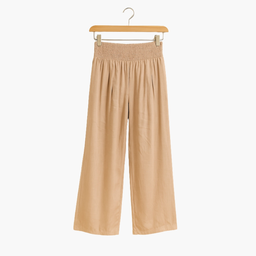 Pantaloni Donna con Fascia Elastica e Gambe Larghe