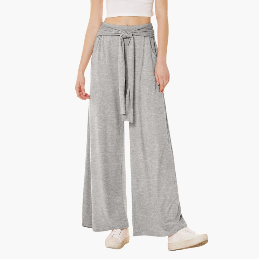 Pantaloni Donna con Cintura in Vita e Gambe Larghe