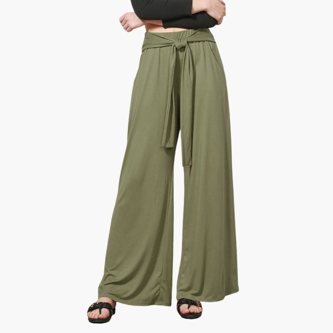 Pantaloni Donna con Cintura in Vita e Gambe Larghe