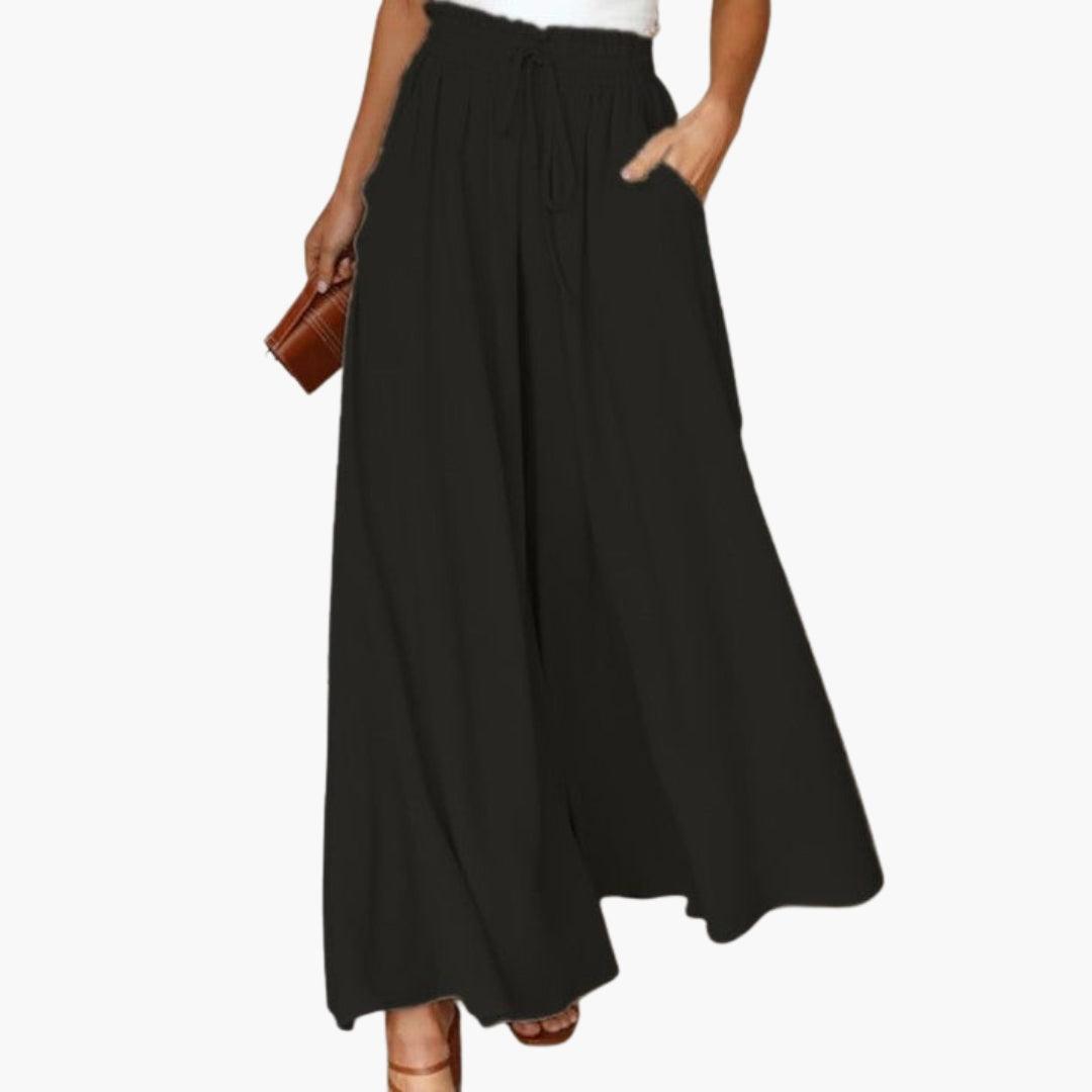Pantaloni Donna a Gamba Larga con Vita a Coulisse