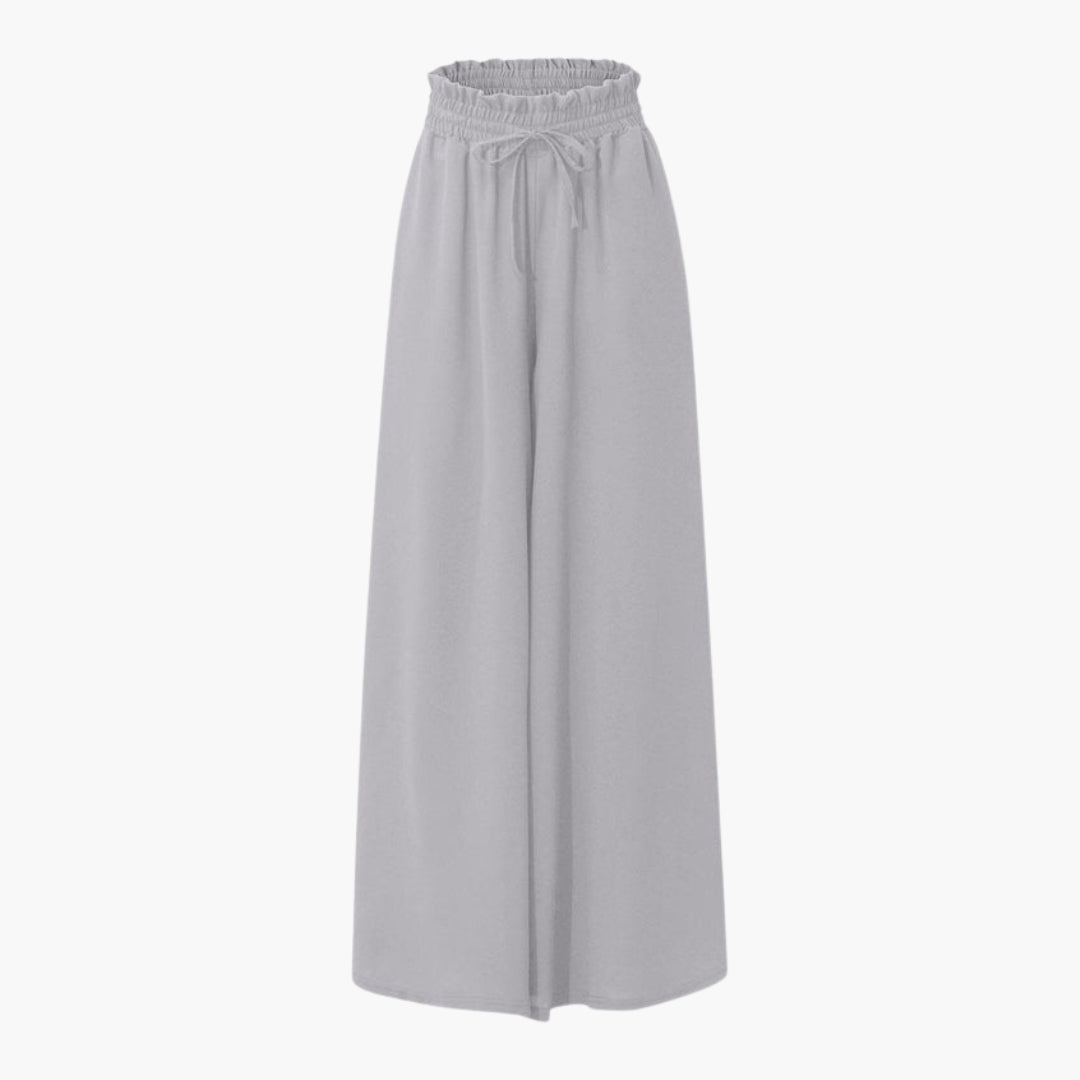 Pantaloni Donna a Gamba Larga con Vita a Coulisse