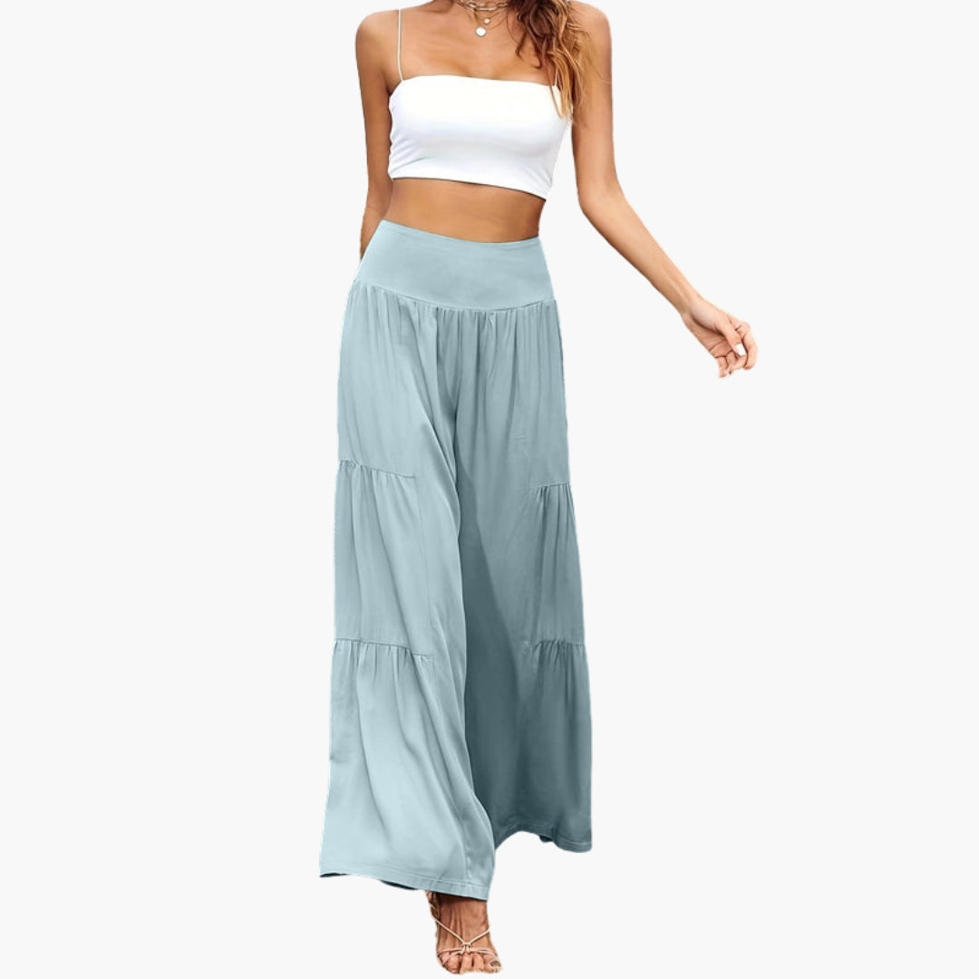 Damesbroek met hoge taille en luchtige plooien