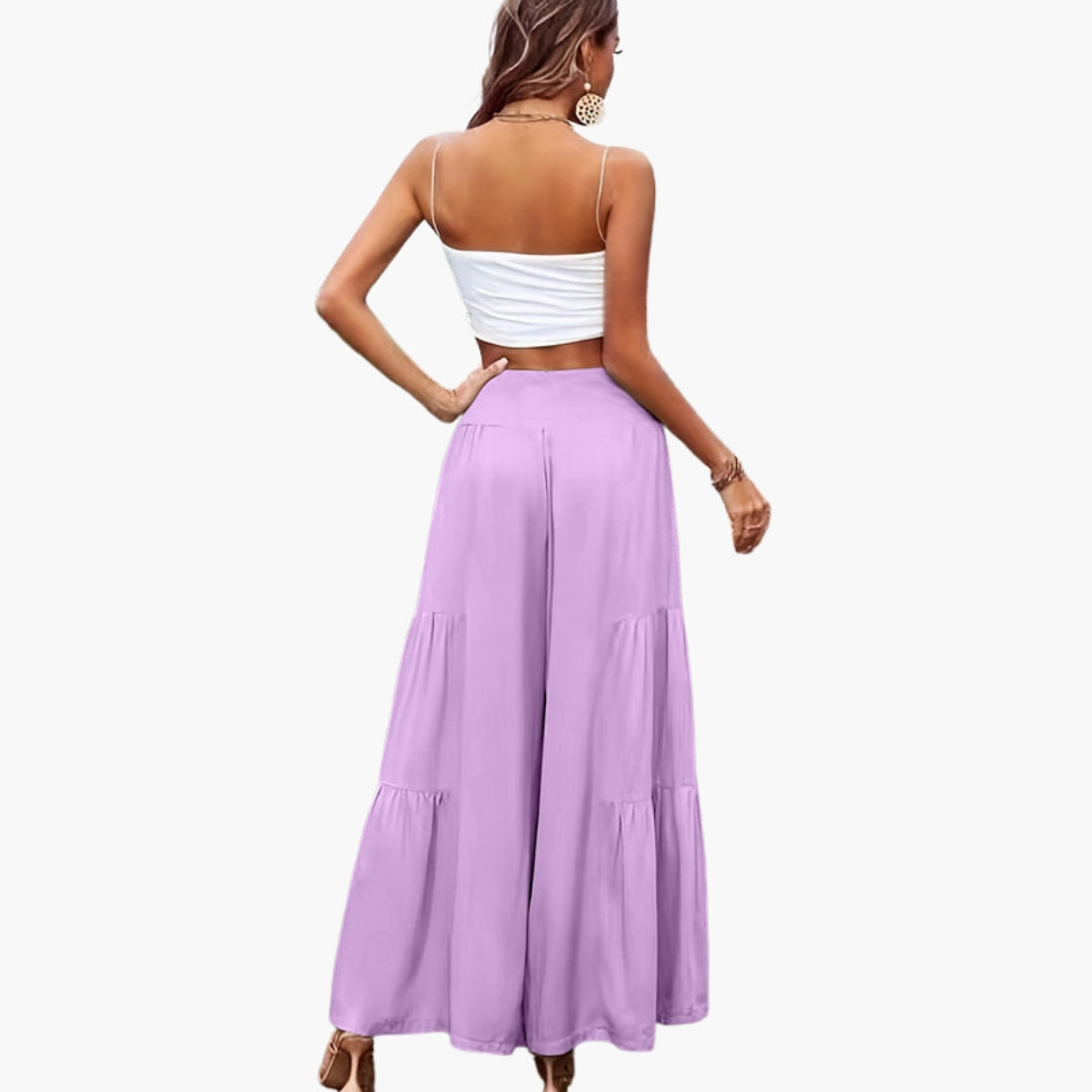 Damesbroek met hoge taille en luchtige plooien