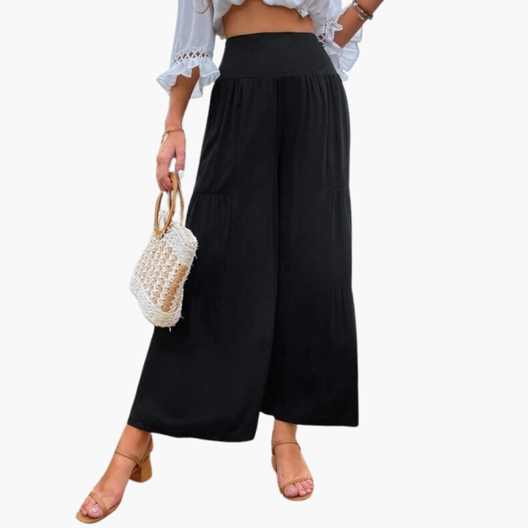 Damesbroek met hoge taille en luchtige plooien
