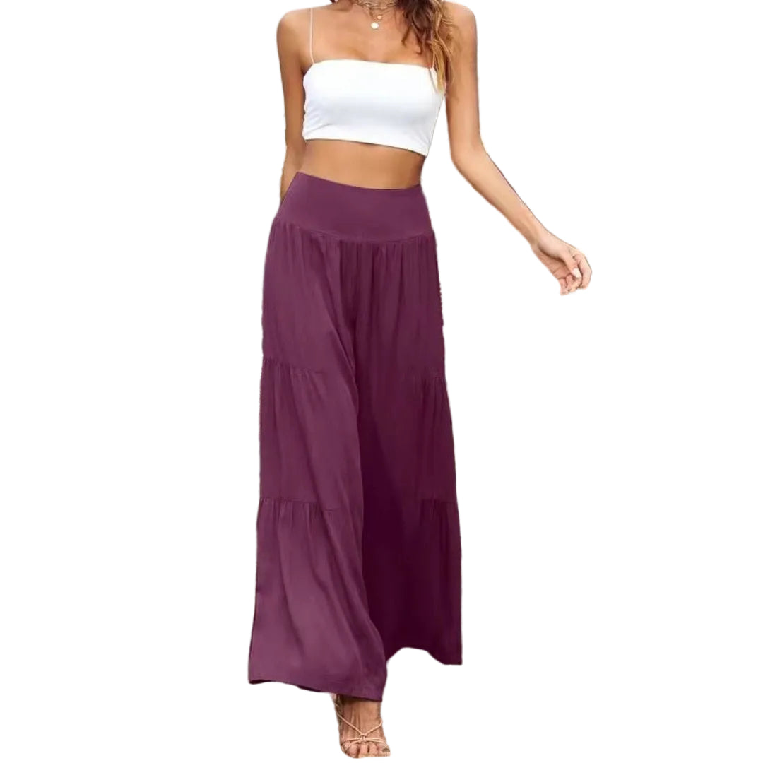 Damesbroek met hoge taille en luchtige plooien