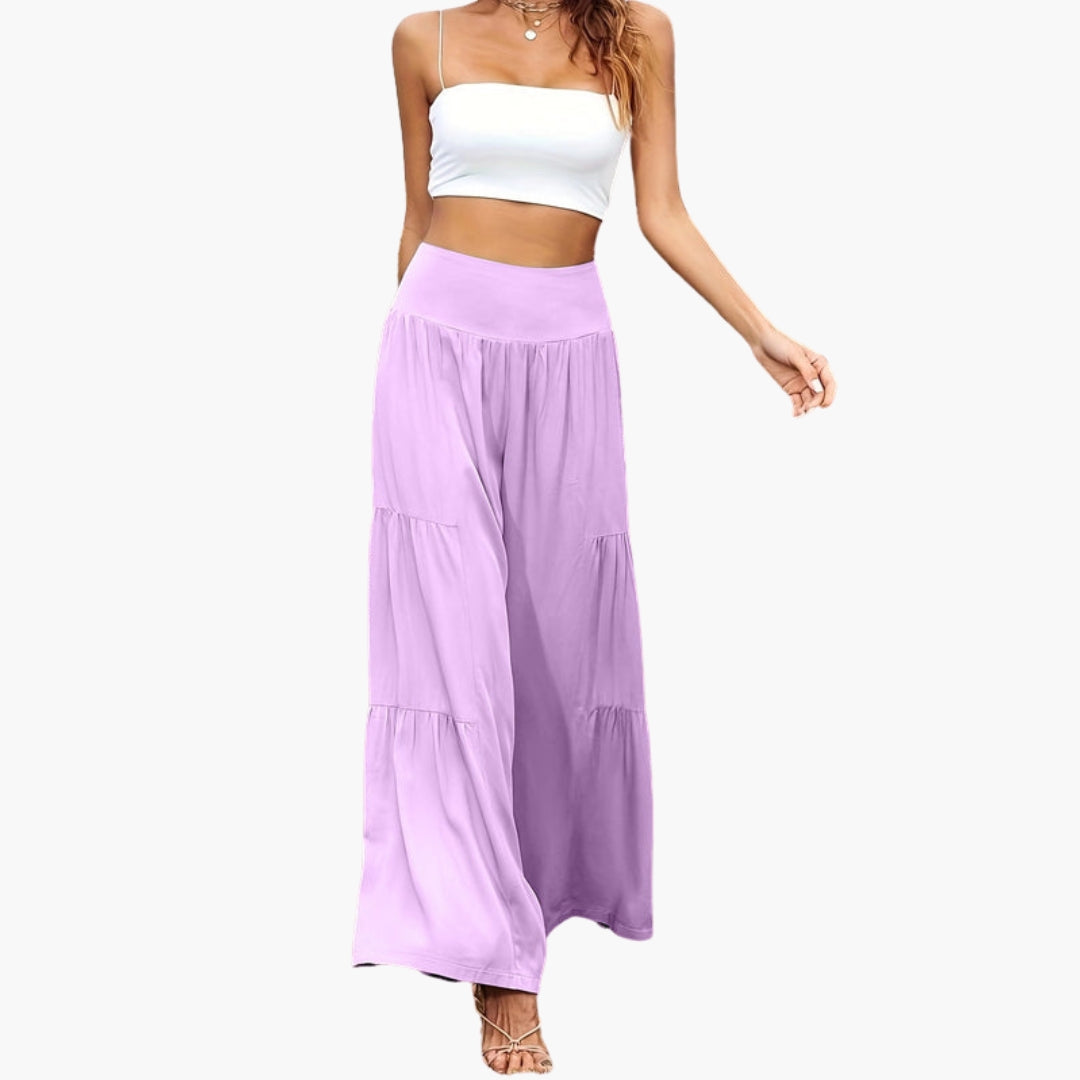 Damesbroek met hoge taille en luchtige plooien