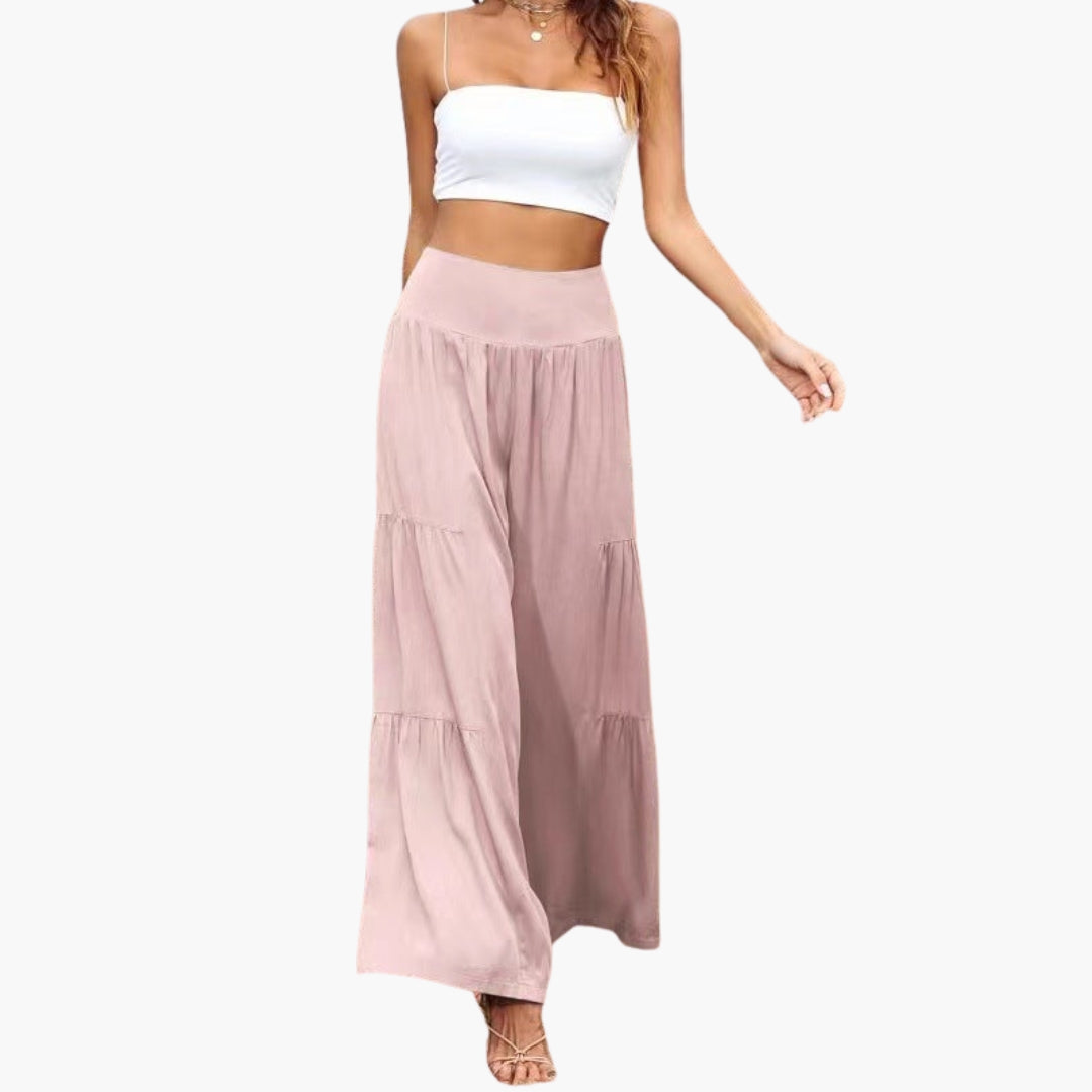 Damesbroek met hoge taille en luchtige plooien