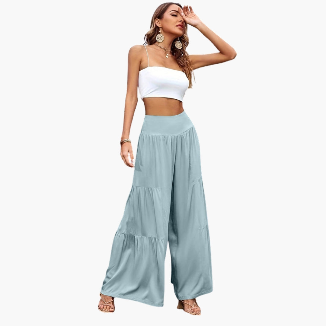 Damesbroek met hoge taille en luchtige plooien