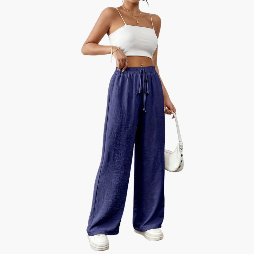 Women's Trousers with Side Pockets and Drawstring