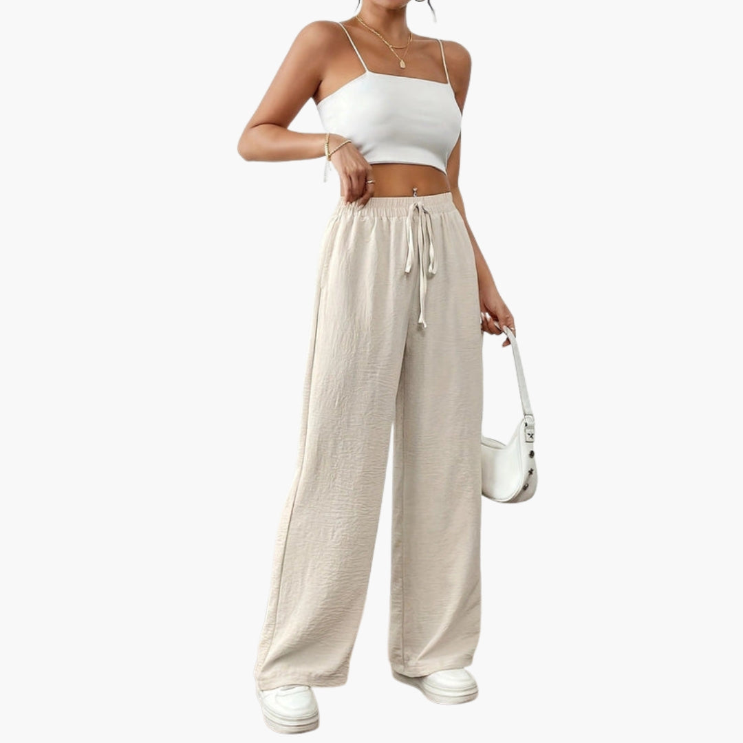 Women's Trousers with Side Pockets and Drawstring