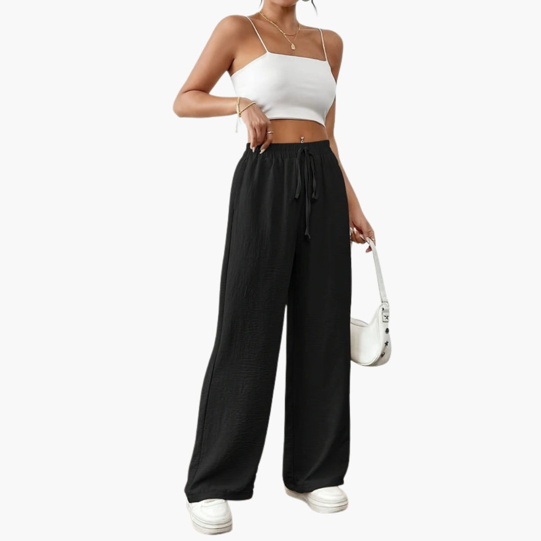 Women's Trousers with Side Pockets and Drawstring