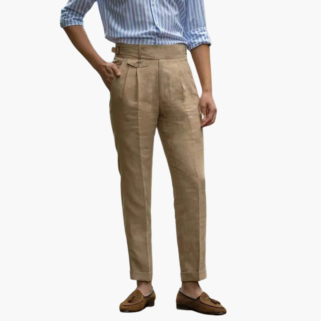 Pantalon Homme Taille Haute avec Ceinture Ajustable