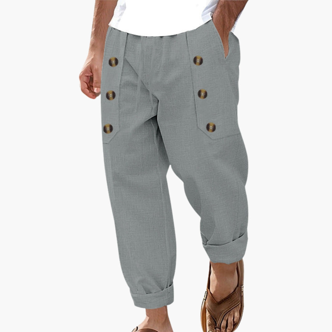 Pantaloni da uomo con bottoni laterali e vita elastica