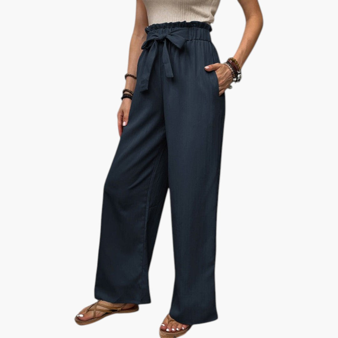 Palazzo-Hose für Damen mit Bindegürtel