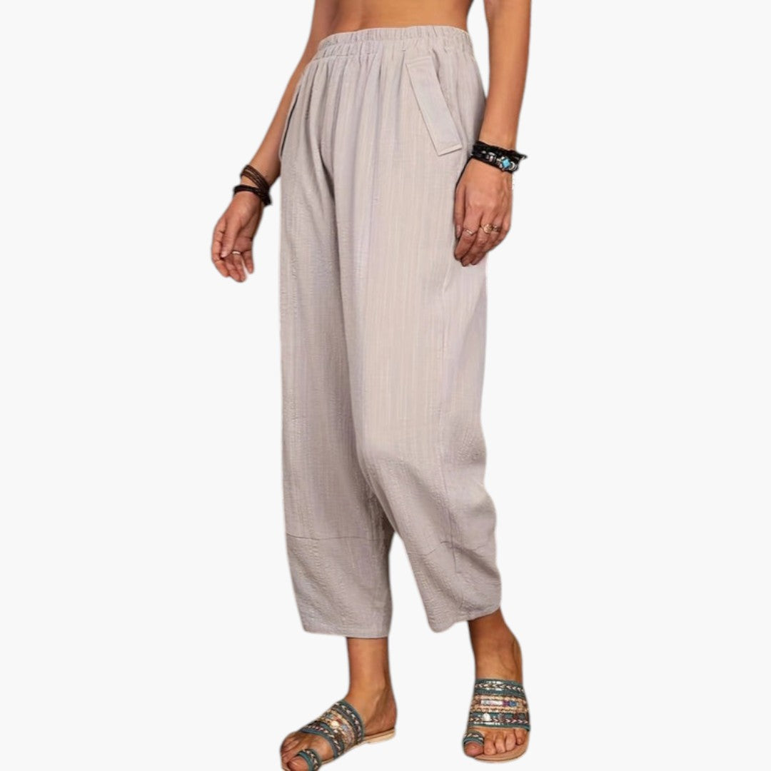 Pantalon Palazzo pour Femme a Taille Élastique et Poches