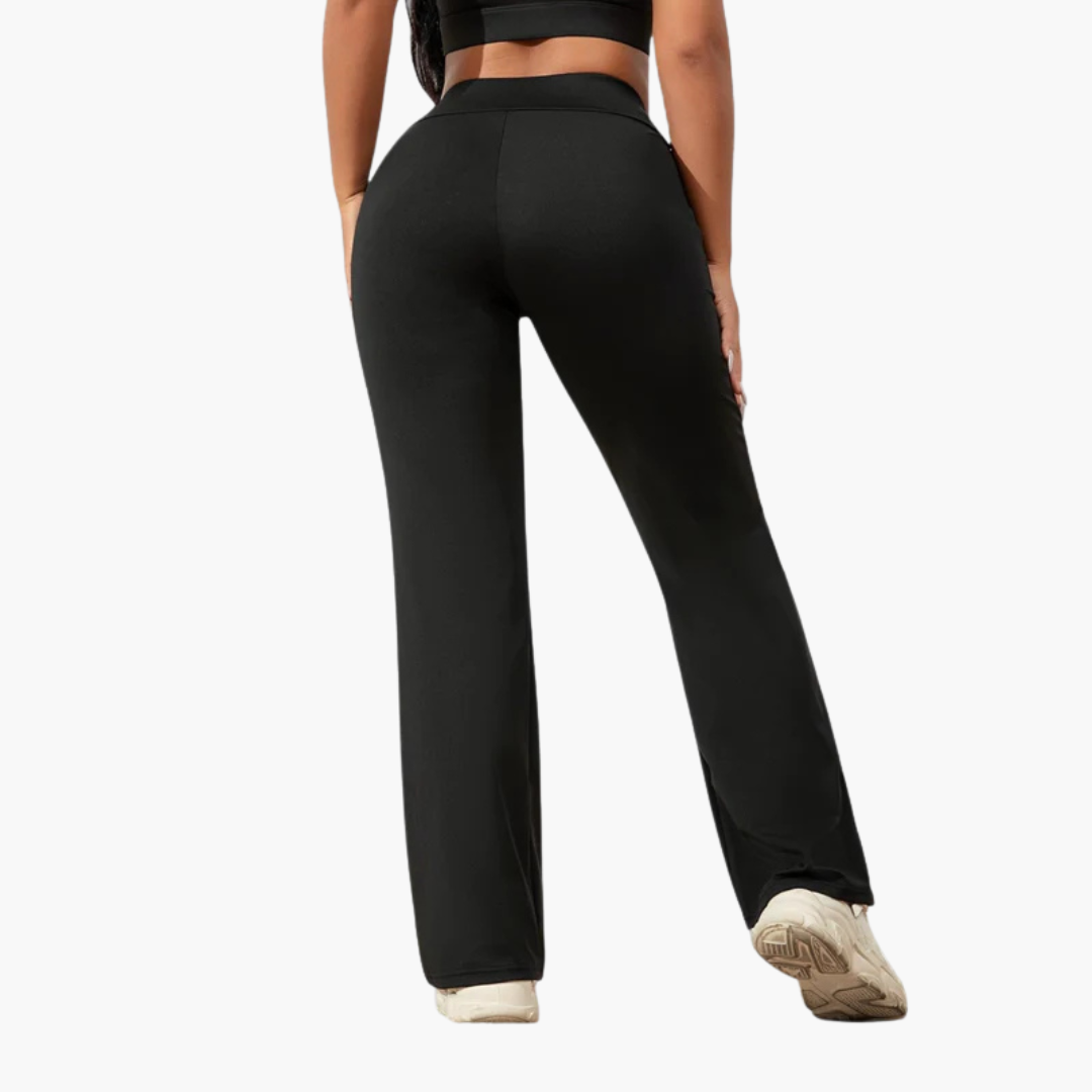 Pantalon pour femme avec taille élastique et jambe droite