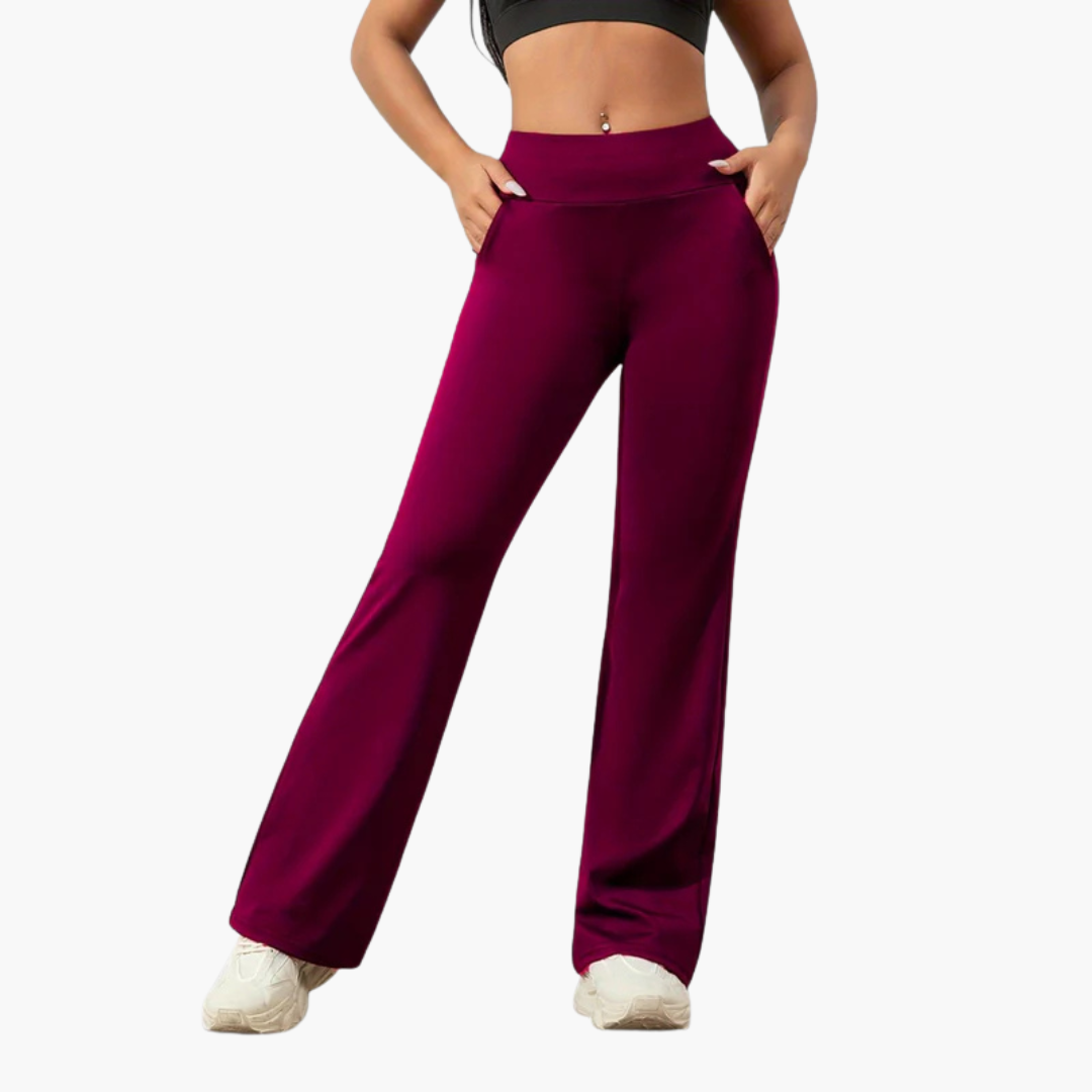 Pantalon pour femme avec taille élastique et jambe droite