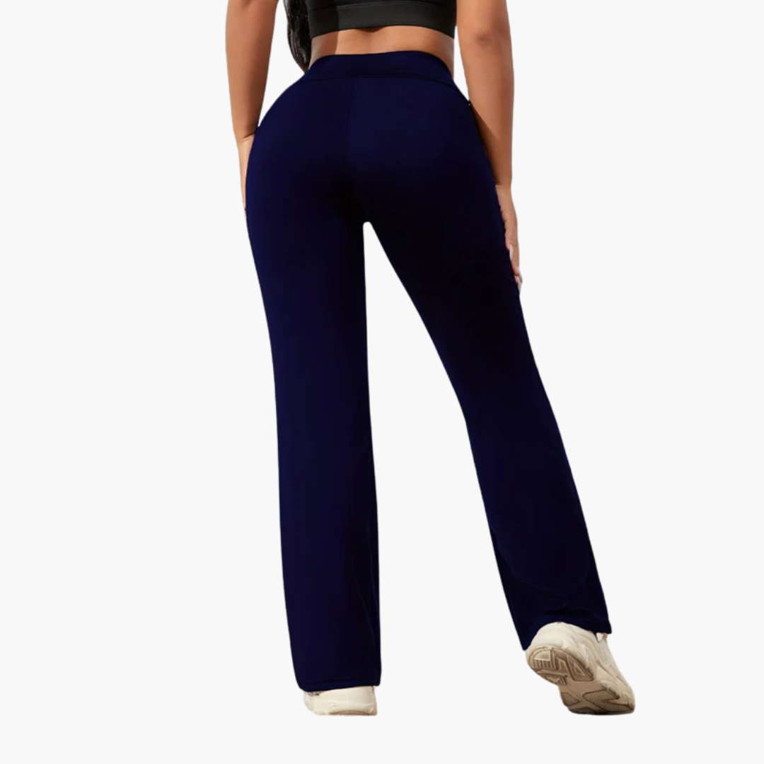 Pantalon pour femme avec taille élastique et jambe droite