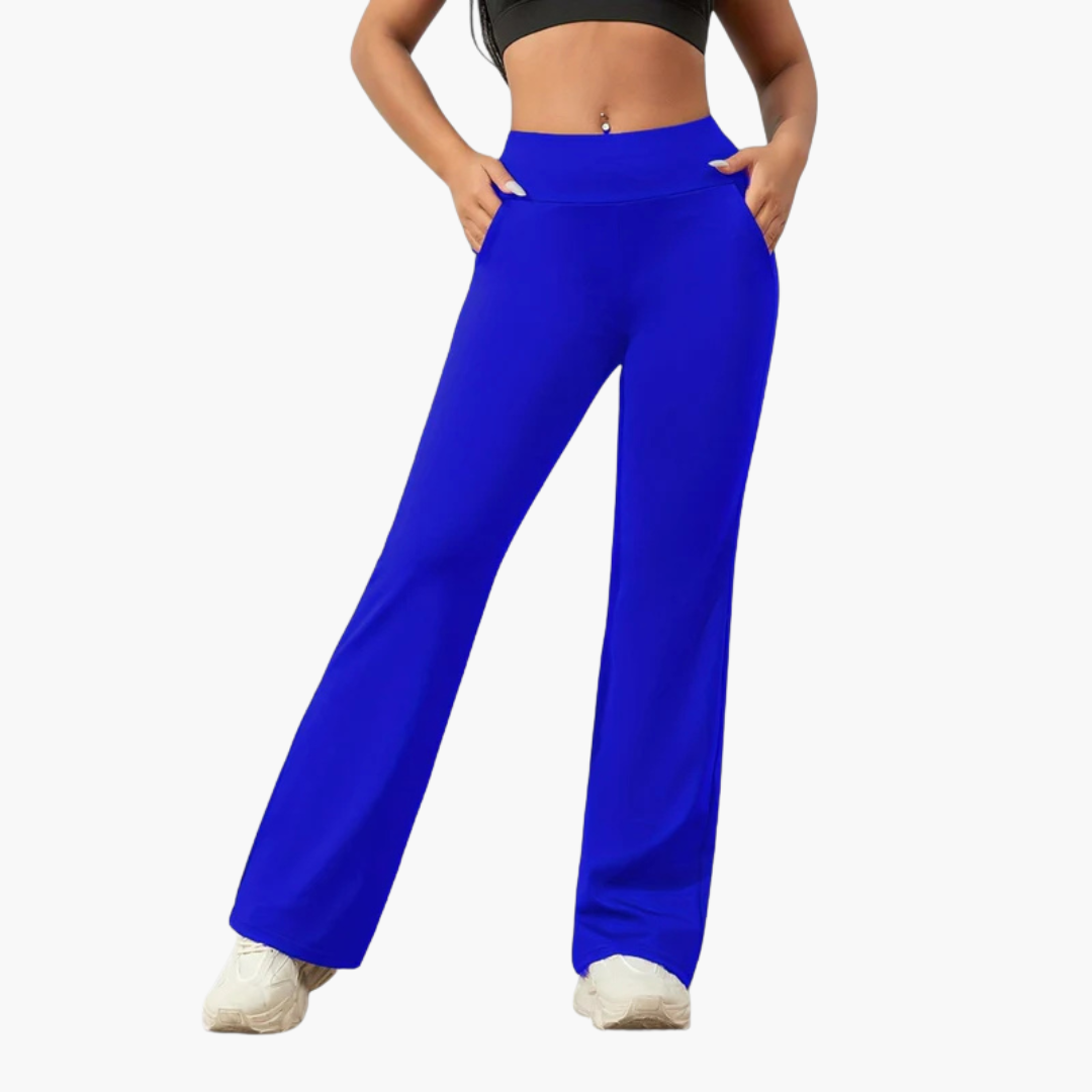 Pantalon pour femme avec taille élastique et jambe droite