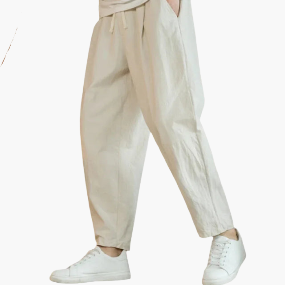 Pantalon à Jambe Droite pour Homme avec Cordon de Serrage et Poches Latérales