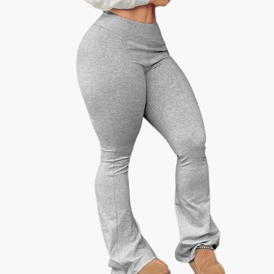 Pantaloni bootcut donna vita alta con orlo svasato