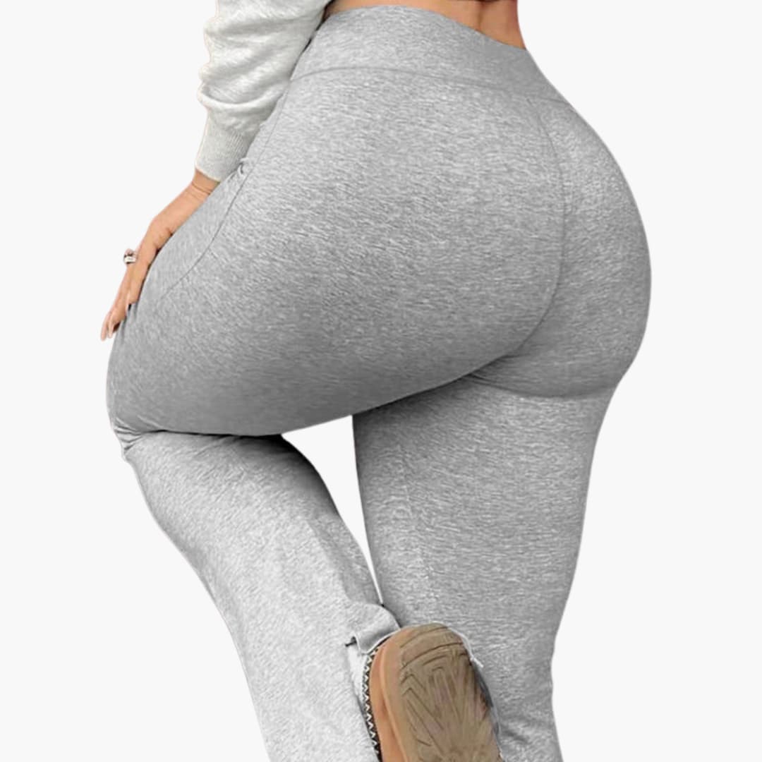 Pantaloni bootcut donna vita alta con orlo svasato