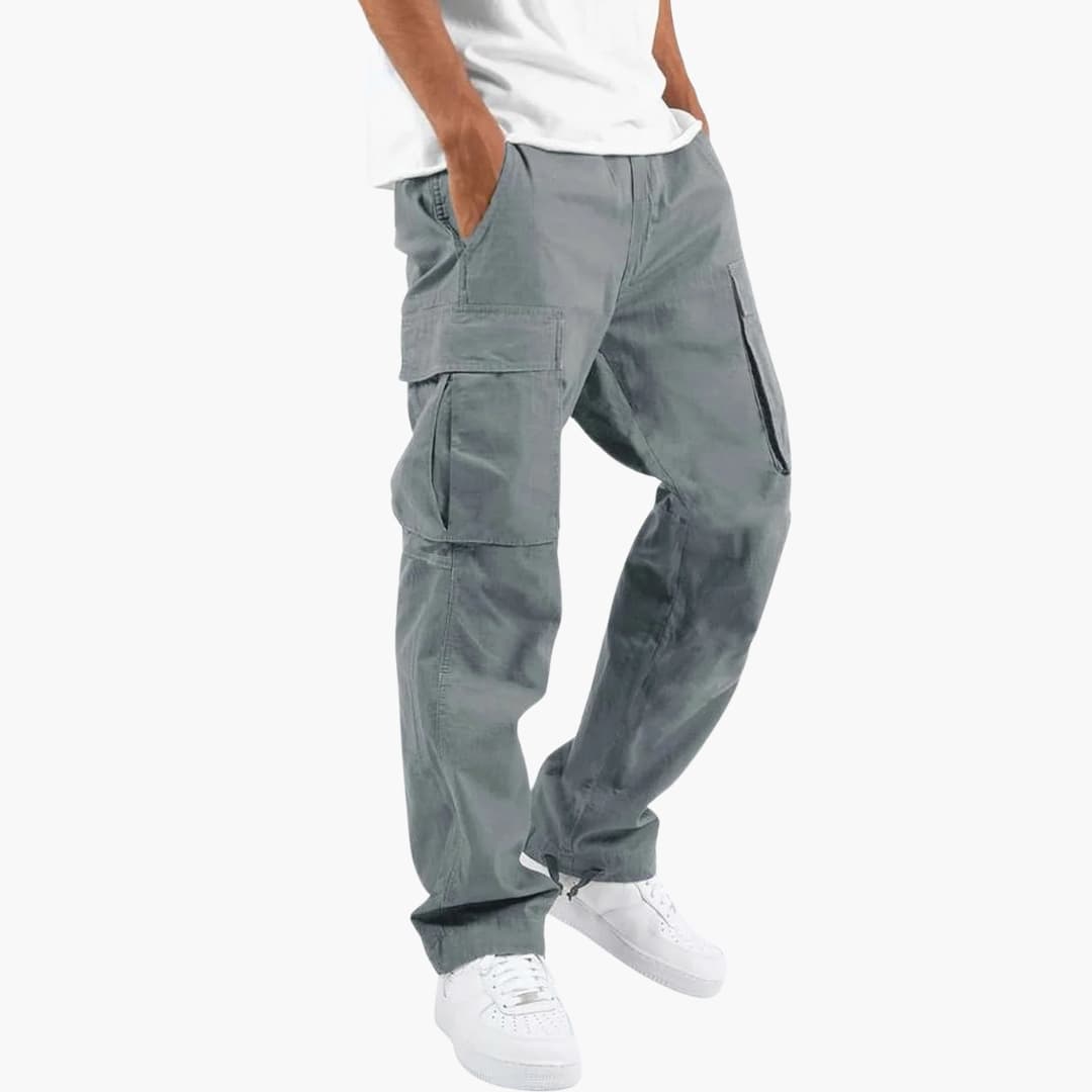 Pantalon cargo homme avec poches multiples et coupe droite