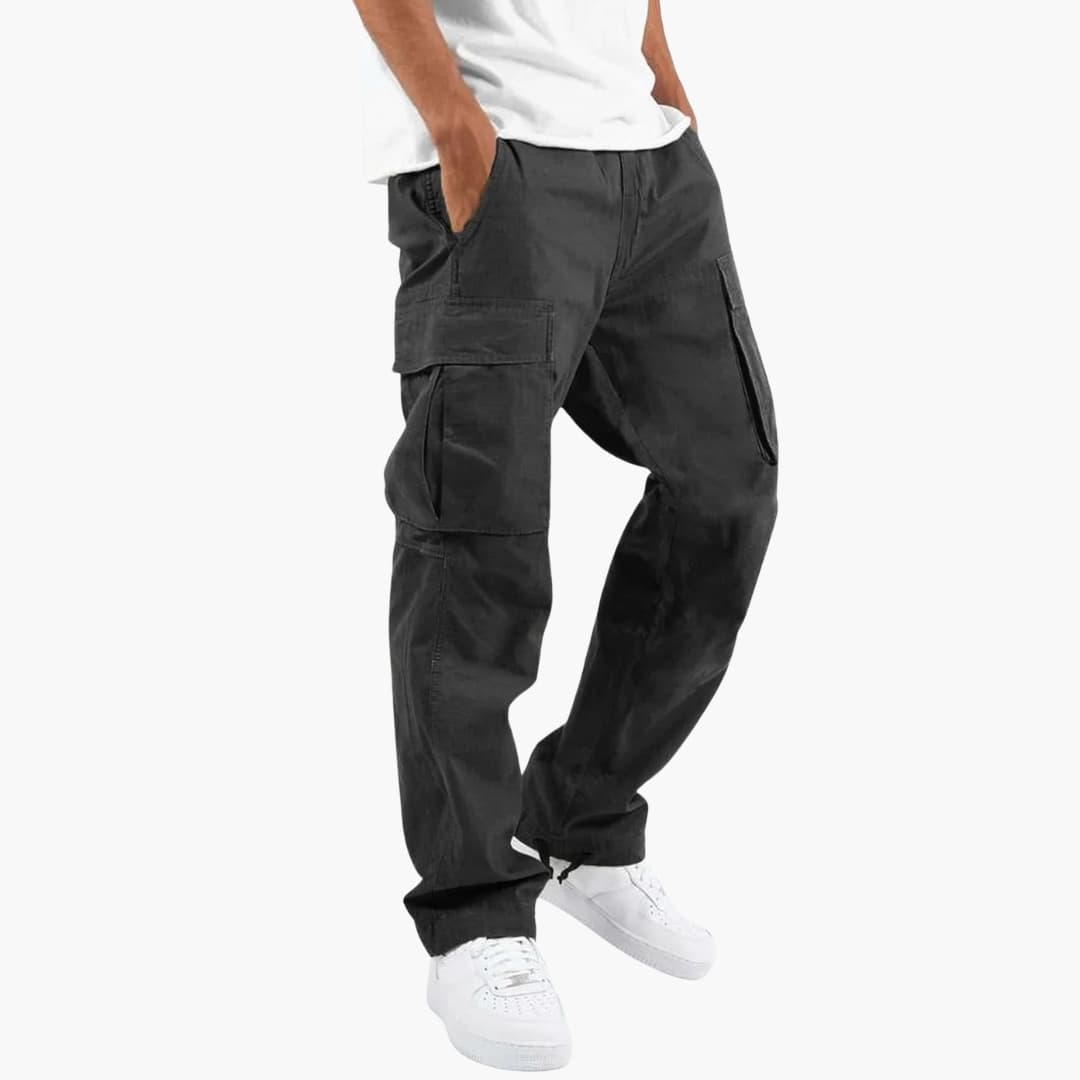 Pantalon cargo homme avec poches multiples et coupe droite